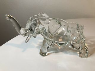 Vintage Indiana Glass Crystal Clear Elephant Candy/Trinket Jar No Lid 3