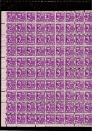 Us Sheet Scott 824,  19c Stamp Rutherford Hayes Sheet Of 100 Mnh Og