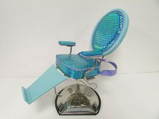 American Girl Doll Salon Chair 2 Blue Dot Raised Chrome Barber Beauty Shop