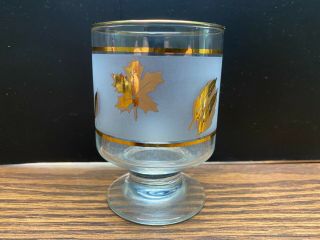 Vintage Libbey Frosted Gold Leaf Footed Juice Glass 3 5/8 " Tall