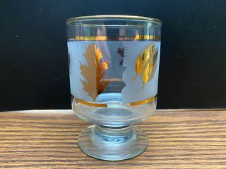 Vintage Libbey Frosted Gold Leaf Footed Juice Glass 3 5/8 