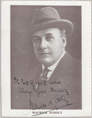 Autographed Image On Card Of Opera Singer Maurice D 