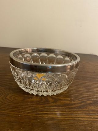 Crystal And Silver Plate Bowl By Leonard Italy
