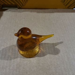 Vintage Pilgrim Hand Blown Glass Bird - Amber To Red Ombre - Art