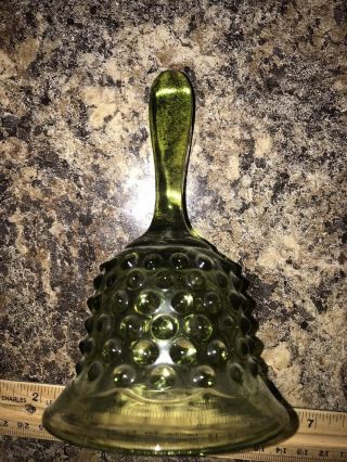 Vintage Fenton Colonial Green Glass Hobnail Bell