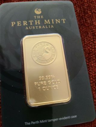 1 oz.  Pure Gold Bar Perth 99.  99 Fine in Assay 31 gram. 3