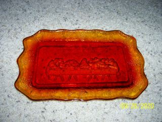 Vintage Indiana Glass Tiara Amberina The Last Supper Bread Plate