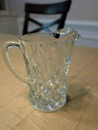 Vintage Clear Pressed Glass Creamer Pitcher 4.  75” Tall Euc