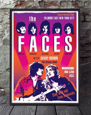 The Faces.  Rod Stewart,  Ronnie Wood Poster.  Specially Created.
