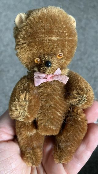 Rare Antique Vintage 5” Limb Mohair Jointed Teddy Bear Toy German Nr