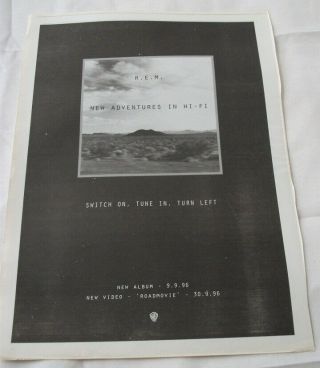 Rem - R.  E.  M.  - Adventures In Hifi - 1996 - Music Advert Poster 16 X 11 In