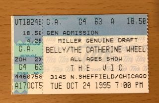 1995 Belly / The Catherine Wheel The Vic Chicago Concert Ticket Stub Slow Dust