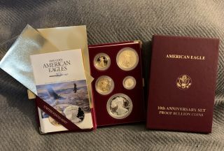 1995 W 10th Anniversary Gold & Silver American Eagle Proof Bullion Coin Set