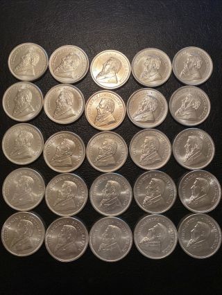 Roll Of 25 Silver South Africa 1 Oz Silver Krugerrand.  999 Fine Coins
