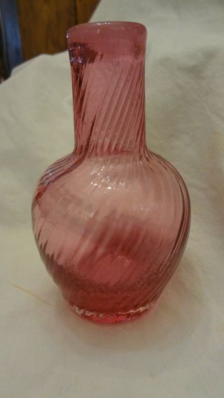 Vintage Pilgrim Glass Cranberry Swirl Vase Hand Blown