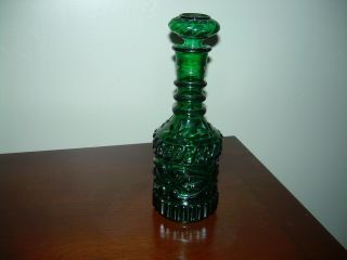 Vintage Green Depression Glass Decanter With Stopper - In No Chips