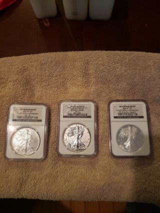 2006 3 Coin 20th Anniversary Silver Eagle Set All Graded 70