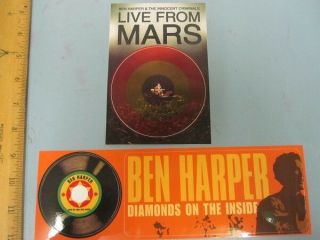 Ben Harper 2 Sticker Set 2001 Live From Mars & 2003 Diamonds Old Stock