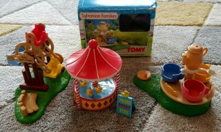 Sylvanian Families Fairground Bundle With Hook A Duck,  Teacups Ride And.