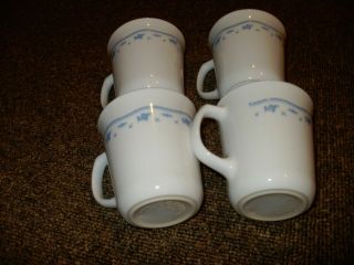 4 Vintage Corelle Morning Blue Coffee/tea Cups