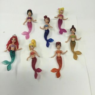 Disney Polly Pocket Princess Little Mermaid Ariel & 6 Sisters - 7 Figures Dolls