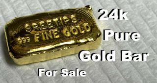 24k Pure Gold Bar 999 Fine Hand Poured 19.  2 Grams Sreetips