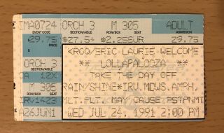 1991 Lollapalooza Irvine Meadows Concert Ticket Stub Siouxsie And The Banshees
