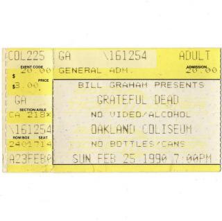 Grateful Dead Concert Ticket Stub Oakland California 2/25/90 Coliseum Rare