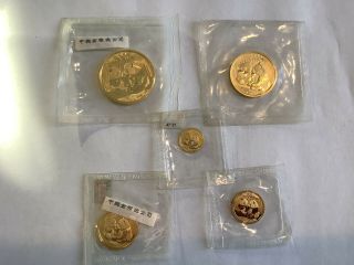 2009 Chinese Gold Panda 5 Coin Set 1oz - 1/20oz (1.  9oz Total)
