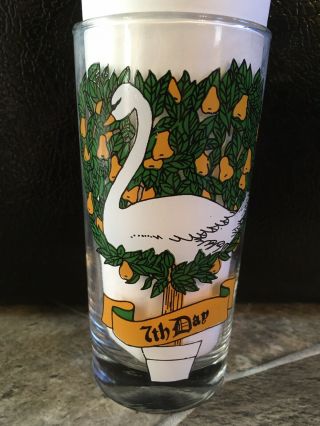 7th Day Of Christmas Glass Tumbler Seven Swans A Swimming 5 1/2 " Perfect