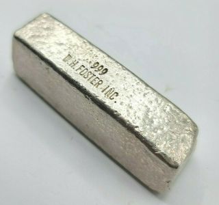 W.  H.  Foster Inc.  Vintage Hand Poured Silver Bar 16.  40 Oz Troy 510 Grams
