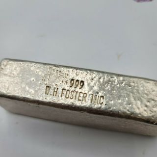 W.  H.  Foster Inc.  Vintage Hand Poured Silver Bar 16.  40 Oz Troy 510 grams 2
