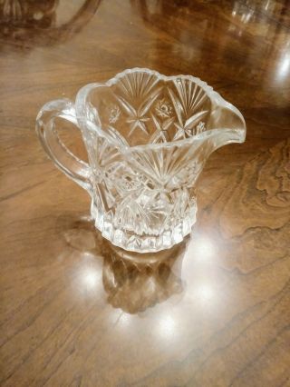 Vintage American Brilliant Crystal Cut Glass Creamer Pitcher - 3 1/2 " Tall