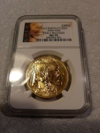 2014 1 Oz.  $50 Gold American Buffalo Ngc Ms 70 Early Releases.
