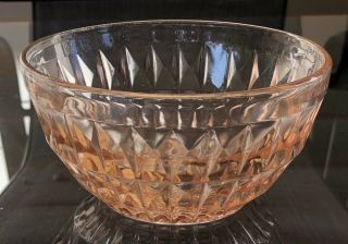 1930s Jeannette Clear Depression Glass Windsor Diamond Pattern Cereal Bowl