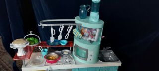 2006 Mattel Fashion Fever Barbie Kitchen Sink Stove Oven Food Dishes Table 3