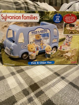 Sylvanian Families Fish And Chip Van Boxed Including Figure