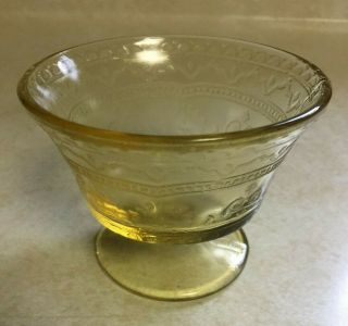 Vtg Federal Amber Yellow Depression Glass Patrician Spoke Footed Sherbet Dish Vg
