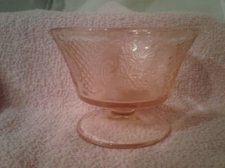 Vtg Pink Federal Glass Normandie Bouquet&lattice Footed Custard Cups 7 Avail Dv