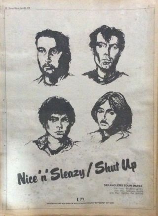 The Stranglers - Vintage Press Poster Advert - ‘n’ Sleazy - 1978