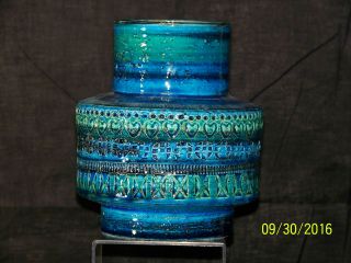 Raymor Bitossi Aldo Londi Rimini Blue Glaze Midcentury Italian Artpottery Vase