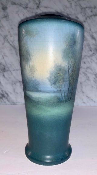 Rookwood Scenic Vellum Vase C.  1919 Artist Signed Edward Diers 10 " 16??d
