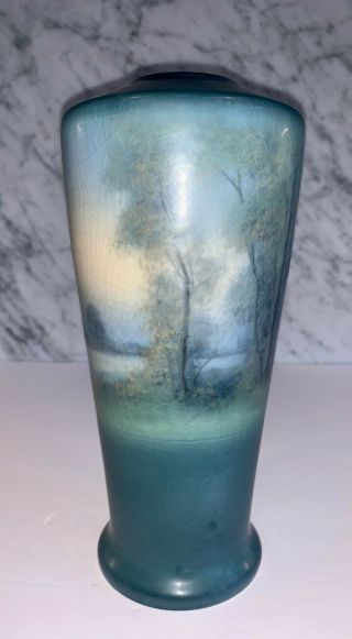 Rookwood Scenic Vellum Vase c.  1919 Artist Signed Edward Diers 10 