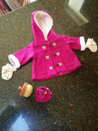 American Girl Bitty Baby Toggle Coat Outfit Mittens Bitty Bear Vest Retired