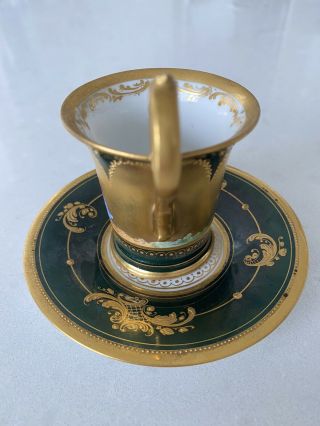 Dresden Antique Portrait Heavy Gold Gilded Espresso Demitasse TeaCup Saucer Set 3