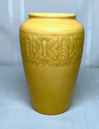Rookwood Pottery,  Paneled Butterfly Vase,  Matte Yellow,  Arts & Crafts Design