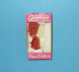 Vintage Vogue 8 " Ginny Doll Red Vinyl Shoes & White Socks