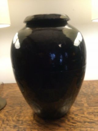 Vintage Bauer Pottery 16 " Black Oil Jar Vase Bottom Marked