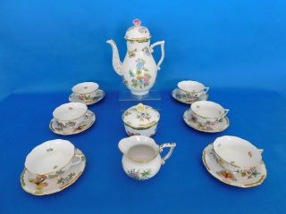 Herend Queen Victoria Tea Set For 6 Person With Round Pot Porcelain Vbo