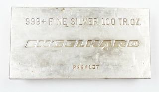 100 Oz Engelhard Fine.  999 Silver Bullion Bar